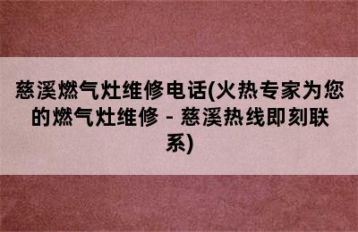 慈溪燃气灶维修电话(火热专家为您的燃气灶维修 - 慈溪热线即刻联系)